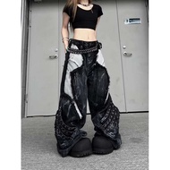 Dune Wasteland Style American High Street Heavy Industry Distressed Dirty Stitching Jeans Men Decons