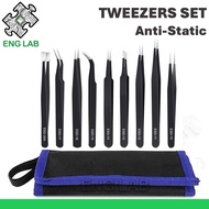 ENGLAB Precision Tweezers Set, Anti-static Industrial Soldering Tweezers, Stainless Steel Electronic ESD Protection Tweezers