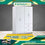 5X6FT 4 DOORS WARDROBE WITH SHELF / almari baju /kabinet baju / almari baju budak /5 kaki
