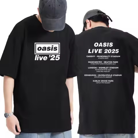 OASIS Live 25 Tour 2025 Commemorative T Shirt O-Neck Cotton Printed Short Sleeve T-shirts Mens Women
