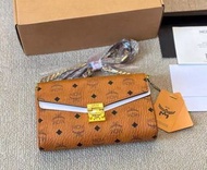 全新🌸 MCM 鏈條信封包 折疊翻蓋 腋下包 單肩包 斜挎包