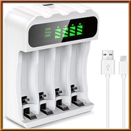 [chasoedivine.] AA/AAA Battery Fast Charger, Smart Charger, 4 Battery Slots, LED Screen Displays Bat