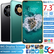 Mate40 Pro+ 5G mobile phone 7.3 '' FHD + screen 8GB RAM + 256GB ROM Android 10.0 Bluetooth GPS