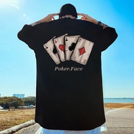 【 M-8XL Style Trendy Poker Printed Short Sleeved T-shirt for Men Trendy Brand High Street Loose Over