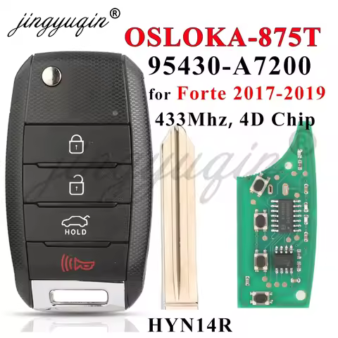 jingyuqin Remote Key 95430-A7200 OSLOKA-875T 433MHz 4D Chip for KIA Forte 2017 2018 2019 Flip Car Ke