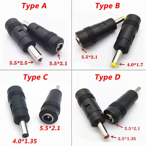 1/4pcs DC 5.5 x 2.1 MM female jack plug adapter Connectors to 5.5 x 2.5、4.0 x1.7、4.0×1.35、3.5×1.35 M
