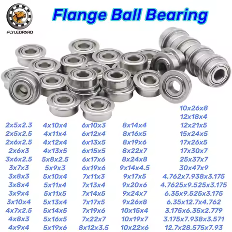 10pcs F693 F695 MF63 MF84 F605 F625 F686 F6802 ZZ Flanged Bearings Bore 2mm 3mm 4mm 5mm 6mm 7mm 8mm 