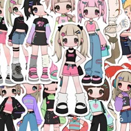 48PCS Cute Y2K Anime Girls Stickers For Kids Cartoon Decorated Hand Account Waterproof Sticker