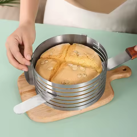 Adjustable Round Cake Cutter, Stainless Steel, Bread Slicer, 6 Layers, Mousse Ring Mould, Baking Too