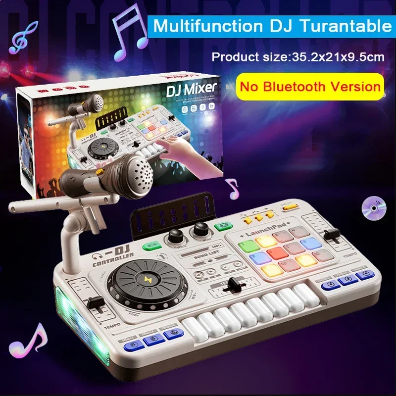 Multifunctional DJ Turntable with Microphone Simulation DJ Mixer Bluetooth Electric DJ Player Music 