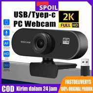 Spoil Webcam Full HD 1440P 2K Wide Angle Camera 90 Built-In Noise Canceling Microphone USB Plug and 