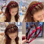Flocked Hair Braided Hairband Female Simple Forehead Card Finishing Hair Headband Hair Broken A3g7