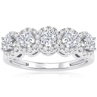Houston Diamond District 0.75 to 3 Carat Diamond Five Stone Halo LAB GROWN Diamond Wedding Band Ring