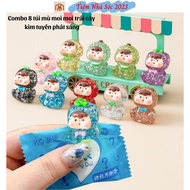 Combo of 8 blind bag charms with glitter fruits that can be glow in the dark that can be given as a 