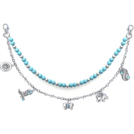 Rantai kunci seluar berlapis untuk Wanita Lelaki, Rantai Jeans Berbentuk Bunga Hati Salib dengan Bat