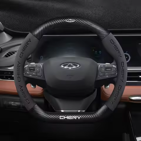Car 3D Chery Logo Suede Carbon Fiber Steering Wheel Cover For Tiggo 3 4 5 7 Pro 8 Plus Arrizo 7 GX 5