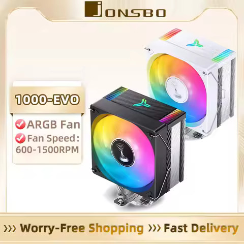 JONSBO CR-1000EVO CPU Cooler 120mm ARGB PWM CPU Cooling Fan 4 Heat Pipes TDP 220W Radiator For intel