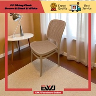 EWJ 3700 No Armrest PU Plastic Rattan Chair Black / White Modern Dining Chair
