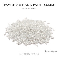 [50 GRAM] White Rice Pearl Sequins 3x6mm / Rice Beads / Rice Beads / White Rice Pearl Beads Grade A