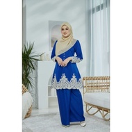 BAJU RAYA 2025 SET COUPLE ROYAL BLUE LACE BAJU KURUNG MODEN KEBAYA KEBARUNG LACE BAJU MELAYU PLUS SI