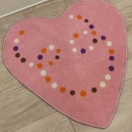 [二手]粉色愛心地毯 造型地墊 可愛心型地毯 彩色點點雙心地墊｜聖誕節交換禮物 情人節禮物 生日禮物