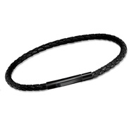 2mm 3mm Black Wrap Leather Braided Bracelet Steel Wire Brace