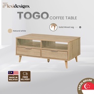 Flexidesignx Coffee Table 2 Drawer Natural Wood Sofa Table with Storage – TOGO