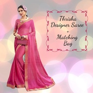 Deepavali Special Thrisha Designer Saree+Matching Clutch Bag/Indian Wear/ Diwali/Thrisha 26673