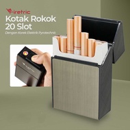 COD Kotak Penyimpanan Rokok Plus Korek Api / Firetric FOCUS Kotak Rokok 20 Slot dengan Korek Elektri