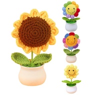 Twsg 1 Piece Creative Artificial Flowers Cute Crochet SunFlower Pots Knitted Flower Graduation Flowe