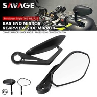 Bar Mirror E9 For Street Triple 765 Rs/R/S Motorcycle Handlebar End Side Rearview Mirror 360 360
