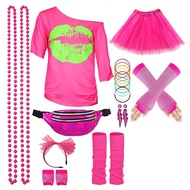 80s CostumeLace HeadbandTutu SkirtEarrings Legwarmers 60s 70s/80s Women Hippie Costume Accessories f