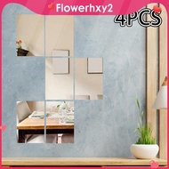 [Flowerhxy2] 4x Mirror Sticker Removable Easy to Use Mirror Tiles for Gym Door Wall Decor