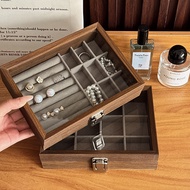 High-End Exquisite Portable Small Solid Wood Hand Jewelry Ring Necklace Earrings Earrings Box Jewelr