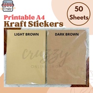50 Sheets A4 Kraft Sticker Paper (Dark Brown / Light Brown) 80 gsm Kraft Brown