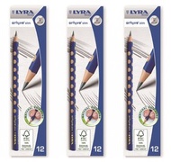 LYRA - 三盒裝 Groove Slim 12支裝「正確握」HB三角學習鉛筆