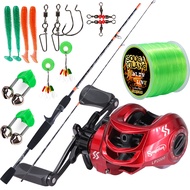 Sougayilang Fishing Set Drag Power 6KG 7.2: 1 Gear Ratio 18+1BB Casting Reel with 5FT Tiger-style ML