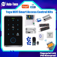 Fingerprint Lock Access Control Sets Tuya Smart APP WiFi Door Access System Kits RFID Card Reader Du