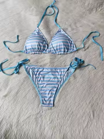 Sweet Bikini Mujer Micro Beach Wear Bikini Swimsuits Two-piece Women Triangle Swimwear Stripe Bathin