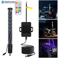 DIGIFOUNDER 30cm/1ft Remote Control Colorful LED Whip Lights Flagpole Antenna Whips APP RGB for UTV 