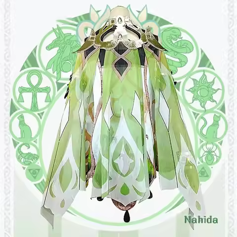 qq98Genshin Impact Nahida Cosplay Costume Adult Carnival Uniform Wig Anime Halloween Costumes Women 