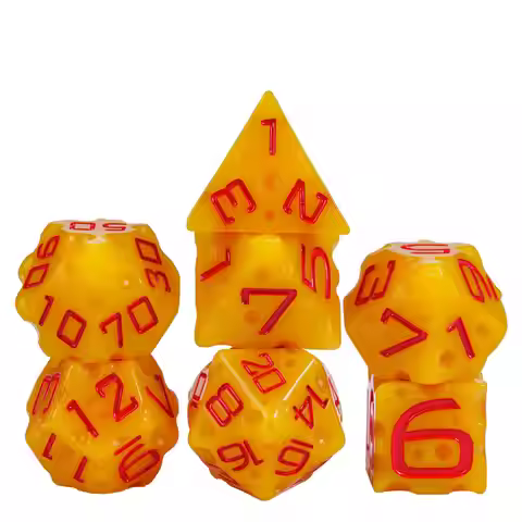Cusdie DND Cheese Dices New Font 7Pcs Polyhedral Dice Set D4 D6 D8 D10 D% D12 D20 for Pathfinder Gif