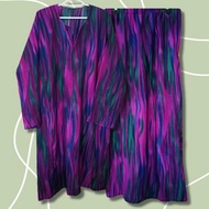 [L-XL] Baju Kurung Pesak Biasa Tradisional Synthetic Purple Pink Grafik Bundle