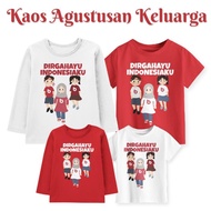 READY! Kaos Couple Family Agustusan Anak Dan Dewasa Motif Balap Kelereng Warna Merah Putih