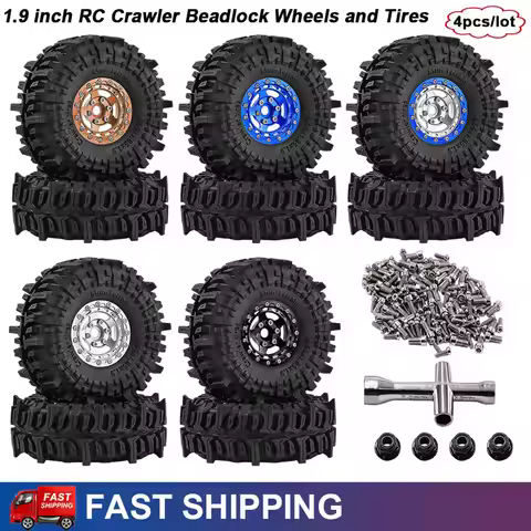 1.9 inch Aluminium RC Crawler Beadlock Wheels Rims Tires Set For 1/10 Traxxas TRX4 TRX6 Axial SCX10 