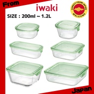 iwaki Heat-resistant Glass Storage Container Pack & Microwave [Green, Pink] [Direct from Japan]