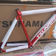 Frame + Fork Sepeda fixie Tsunami SNM 100 alloy Fixed gear bonus headset limited edition black gold 
