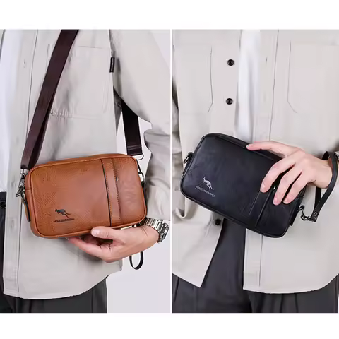 Men'S Clutch PU Leather Bag Wallet Mini Shoulder Handbag Passcard Holder Phone Necessaire Pouch Hand