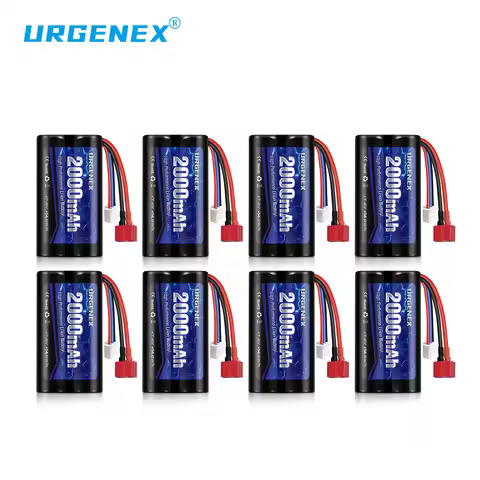 URGENEX 7.4V Li-ion Akku 2000mAh with Deans T Plug 2S Fit for WLtoys 4WD High Speed RC Cars Most 1/1