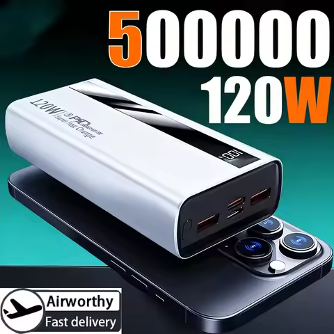 500000mAh 120W Super Fast Charging Power Bank High Capacity Power Bank Portable Battery Charger For 